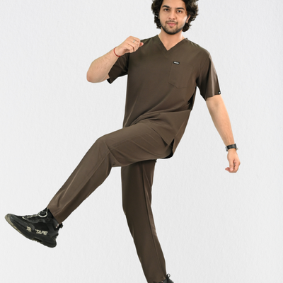 Men PrimaFlex 4 Way Stretch 5 Pocket Scrub Bottom - Dark Brown