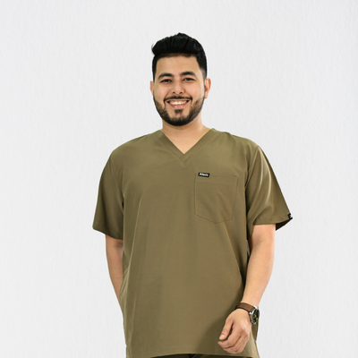 Men PrimaFlex 4 Way Stretch 3 Pocket Scrub Top - Khaki