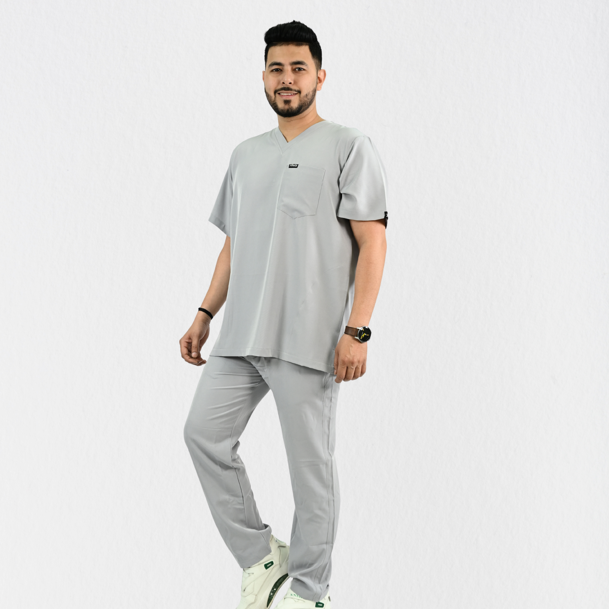 Men PrimaFlex 4 Way Stretch 5 Pocket Scrub Bottom - Light Grey
