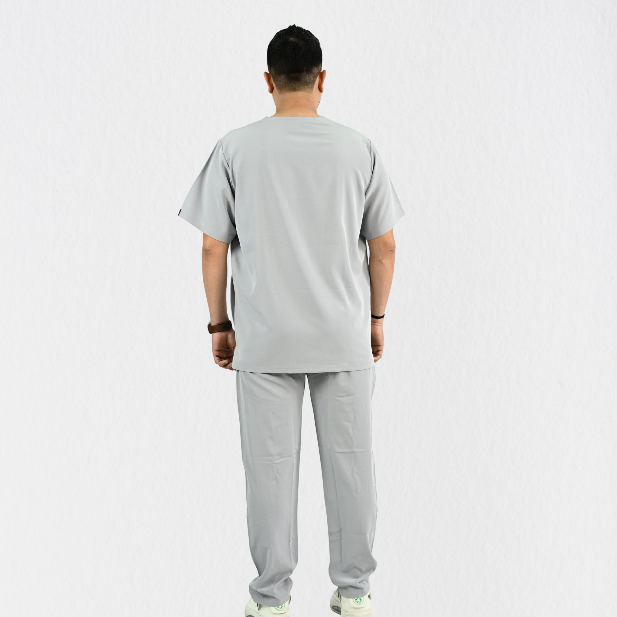 Men PrimaFlex 4 Way Stretch 8 Pocket V Neck Scrub Set - Light Grey