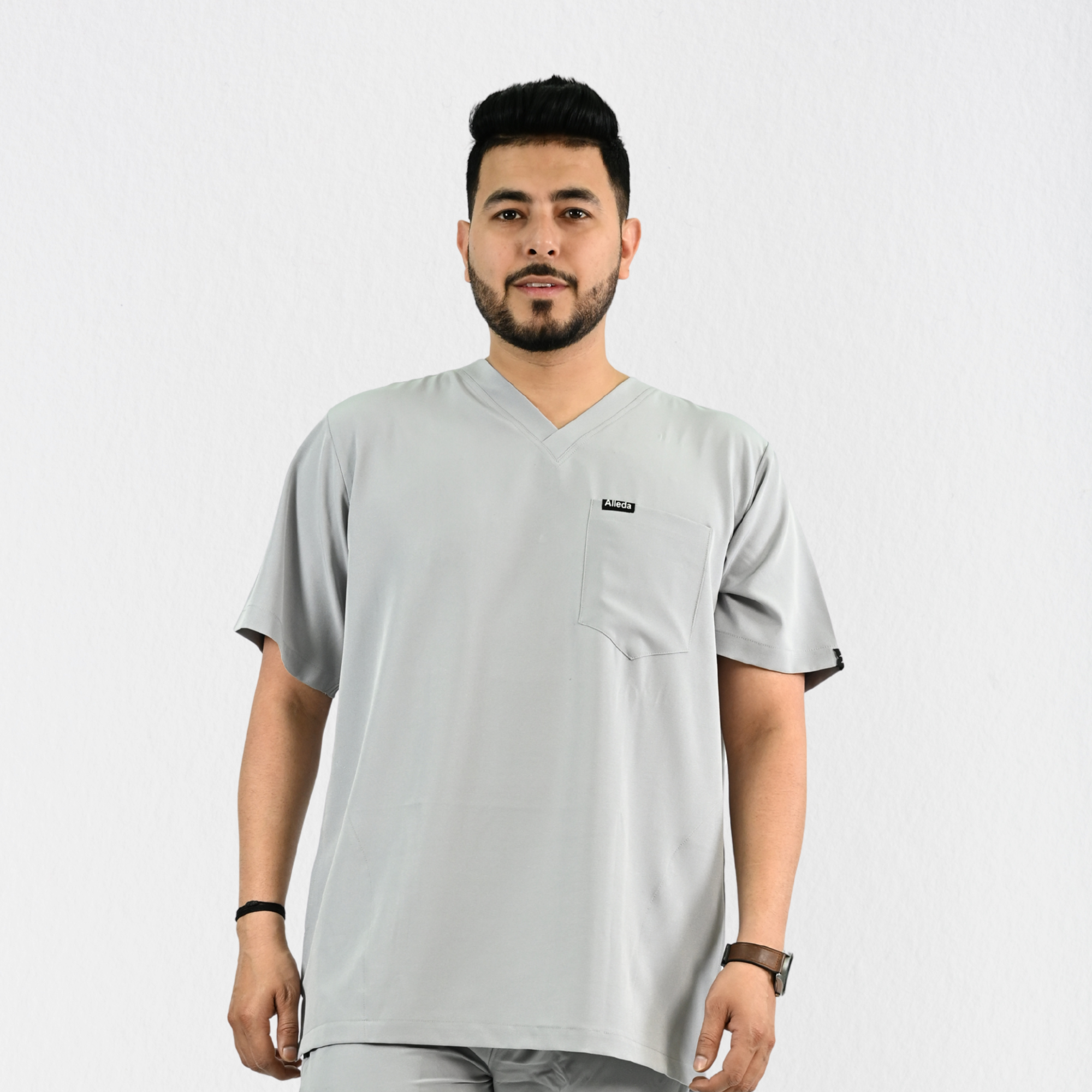 Men PrimaFlex 4 Way Stretch 3 Pocket Scrub Top - Light Grey