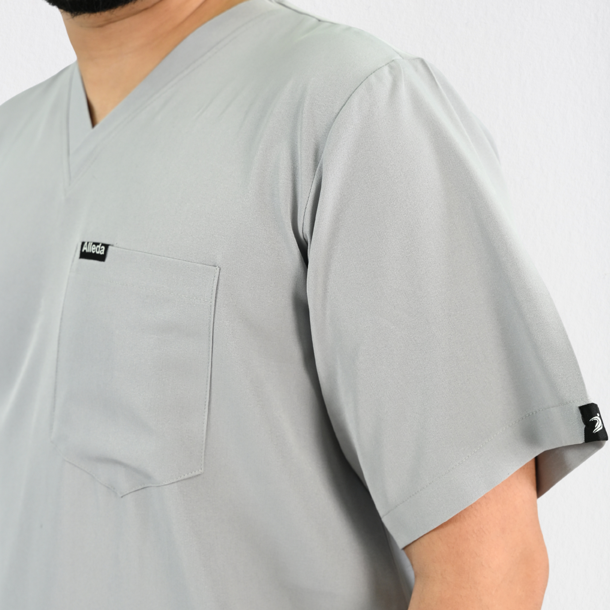 Men PrimaFlex 4 Way Stretch 3 Pocket Scrub Top - Light Grey