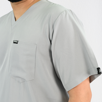 Men PrimaFlex 4 Way Stretch 3 Pocket Scrub Top - Light Grey