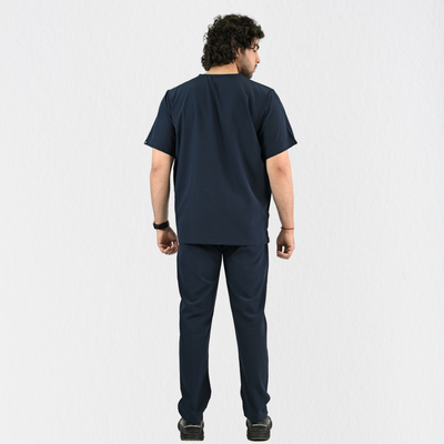 Men PrimaFlex 4 Way Stretch 8 Pocket V Neck Scrub Set - Navy Blue