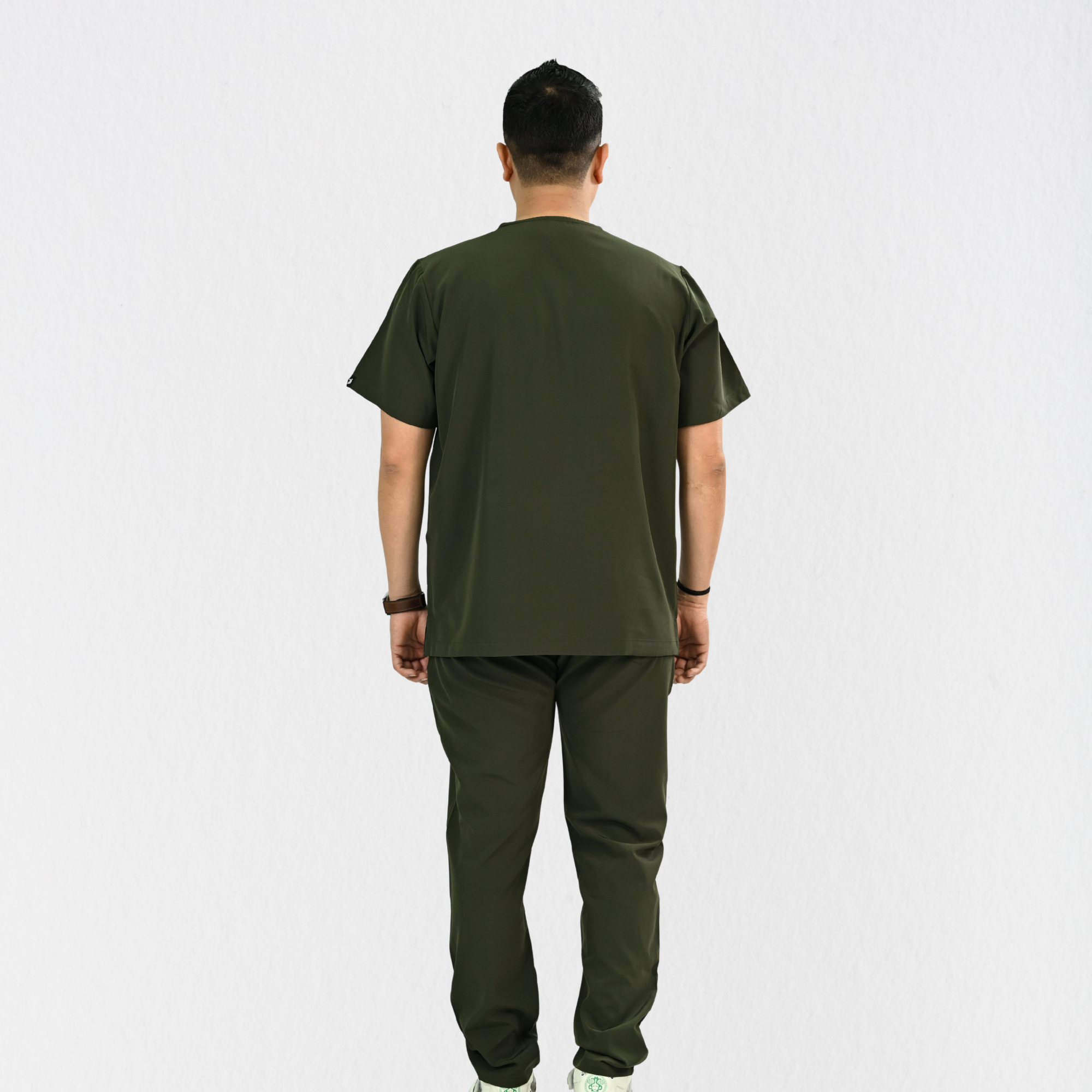 Men PrimaFlex 4 Way Stretch 8 Pocket V Neck Scrub Set - Olive