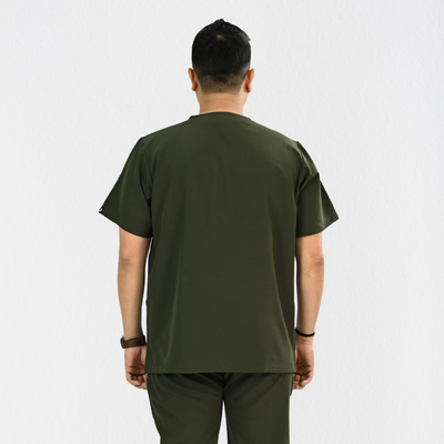Men PrimaFlex 4 Way Stretch 3 Pocket Scrub Top - Olive