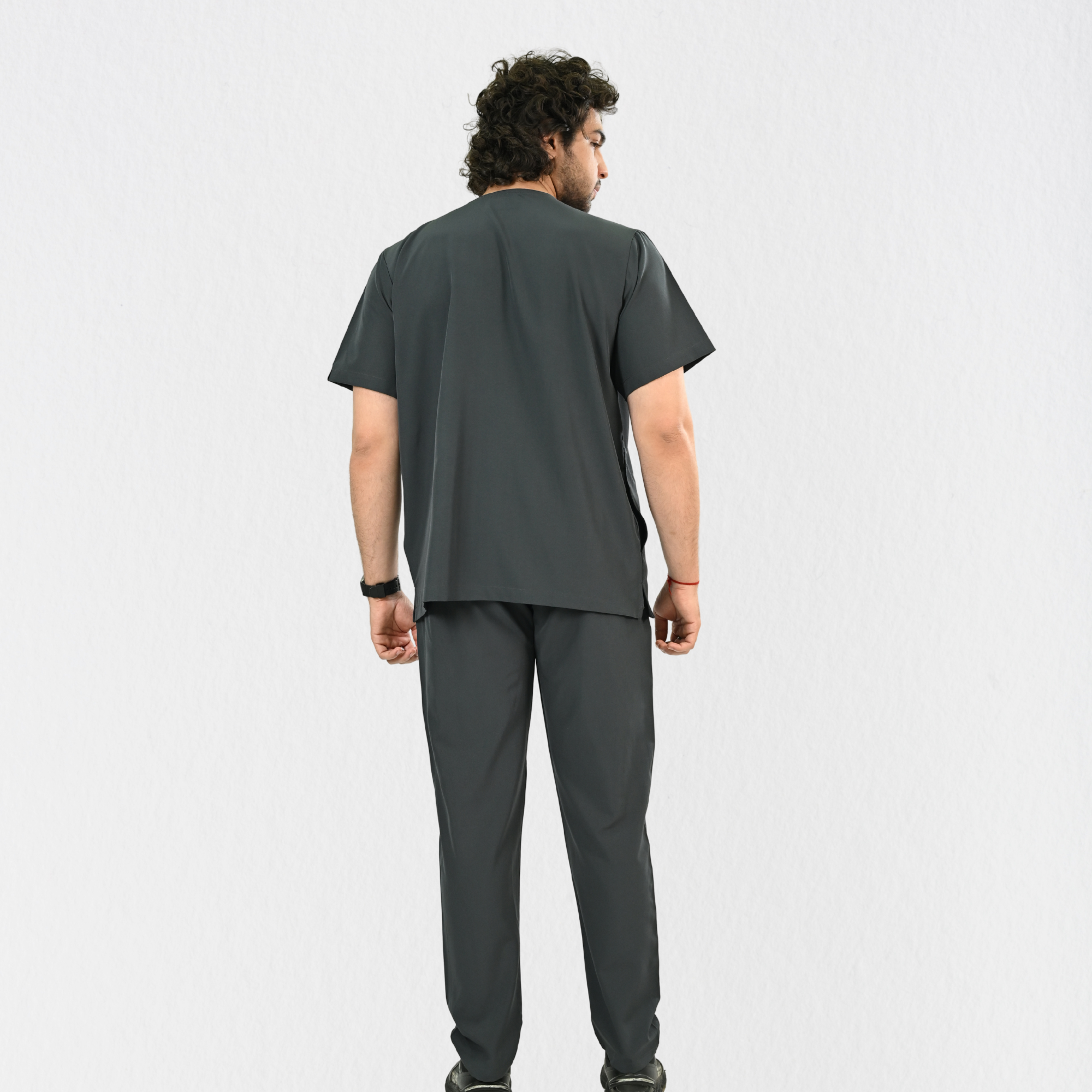 Men PrimaFlex 4 Way Stretch 8 Pocket V Neck Scrub Set - Slate Grey