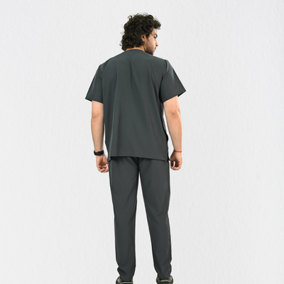 Men PrimaFlex 4 Way Stretch 8 Pocket V Neck Scrub Set - Slate Grey
