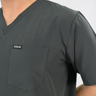 Men PrimaFlex 4 Way Stretch 3 Pocket Scrub Top - Slate Grey