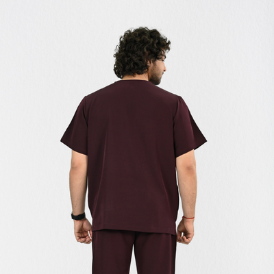 Men PrimaFlex 4 Way Stretch 3 Pocket Scrub Top - Wine