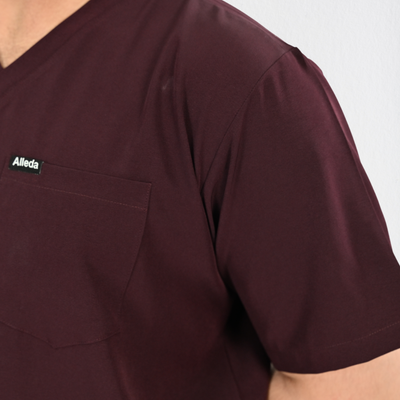 Men PrimaFlex 4 Way Stretch 3 Pocket Scrub Top - Wine