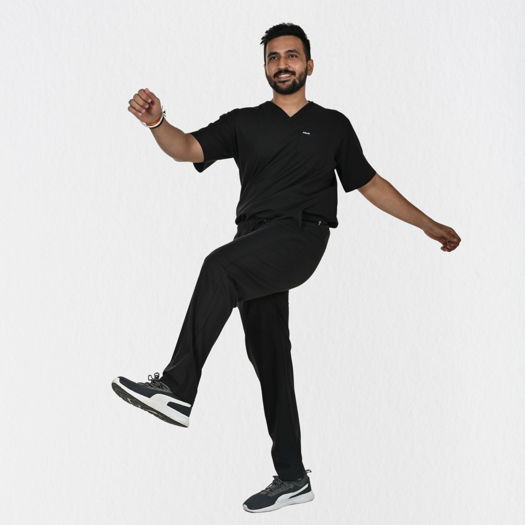 Men UltraFlex 4 Way Stretch 5 Pocket Scrub Bottom - Black