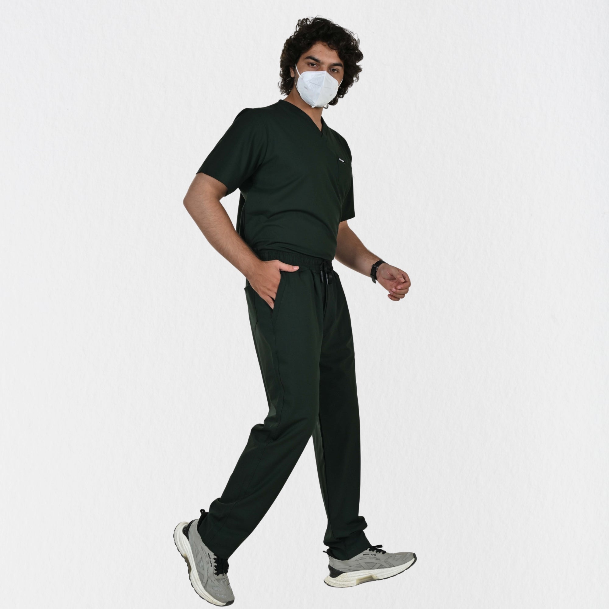 Men UltraFlex 4 Way Stretch 5 Pocket Scrub Bottom - Forest Green
