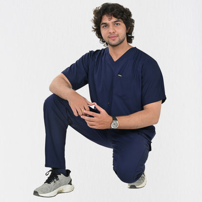 Men UltraFlex 4 Way Stretch 5 Pocket Scrub Bottom - Navy Blue