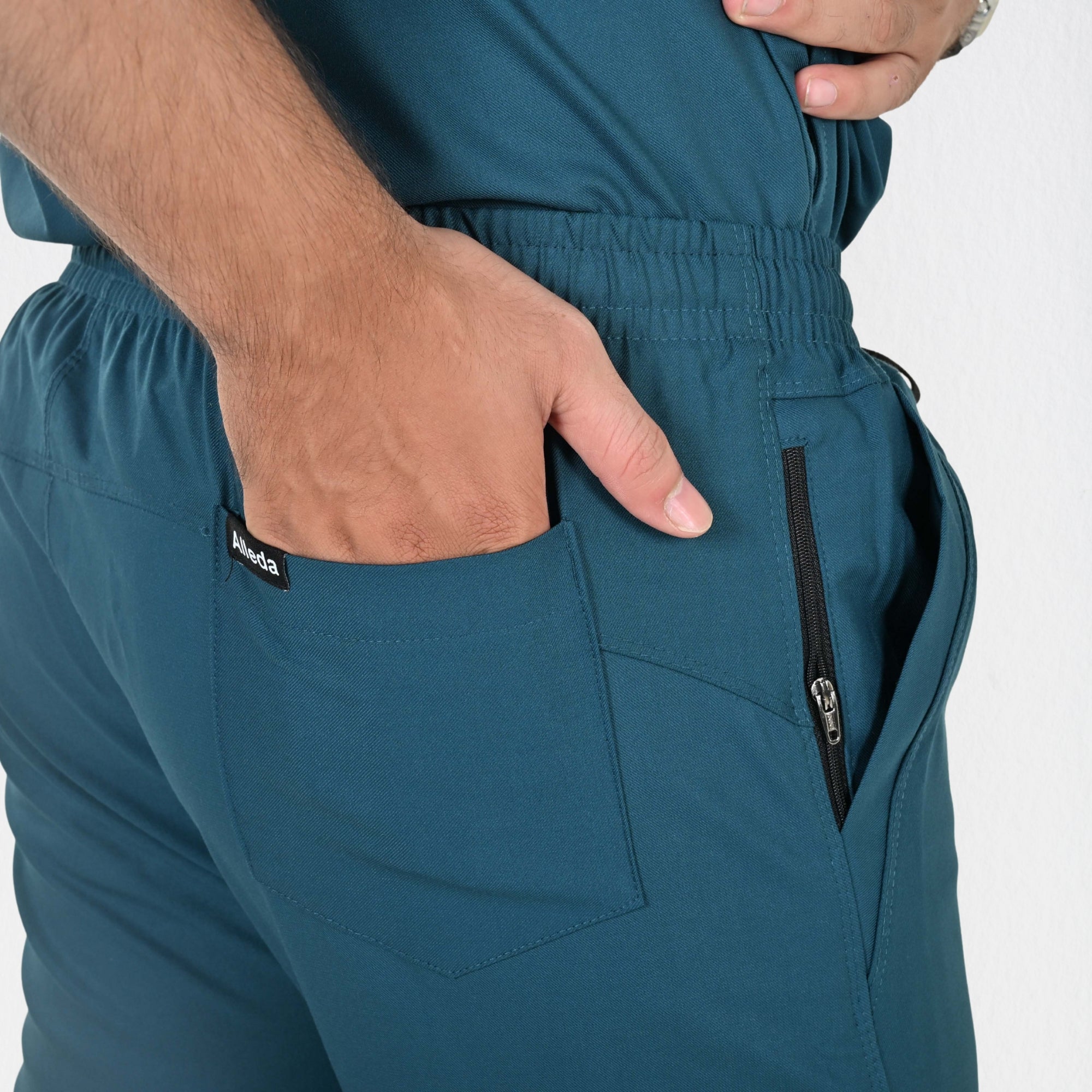 Men UltraFlex 4 Way Stretch 5 Pocket Scrub Bottom - Teal