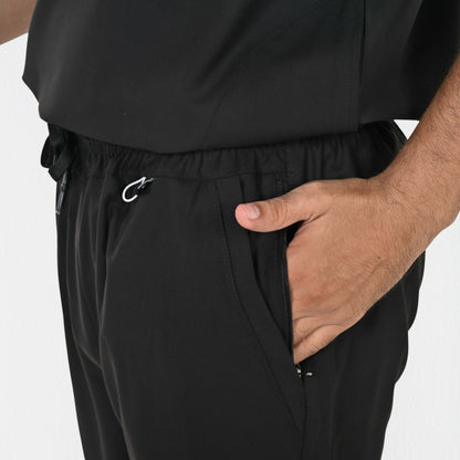 Men UltraFlex 4 Way Stretch 8 Pocket V Neck Scrub Set - Black