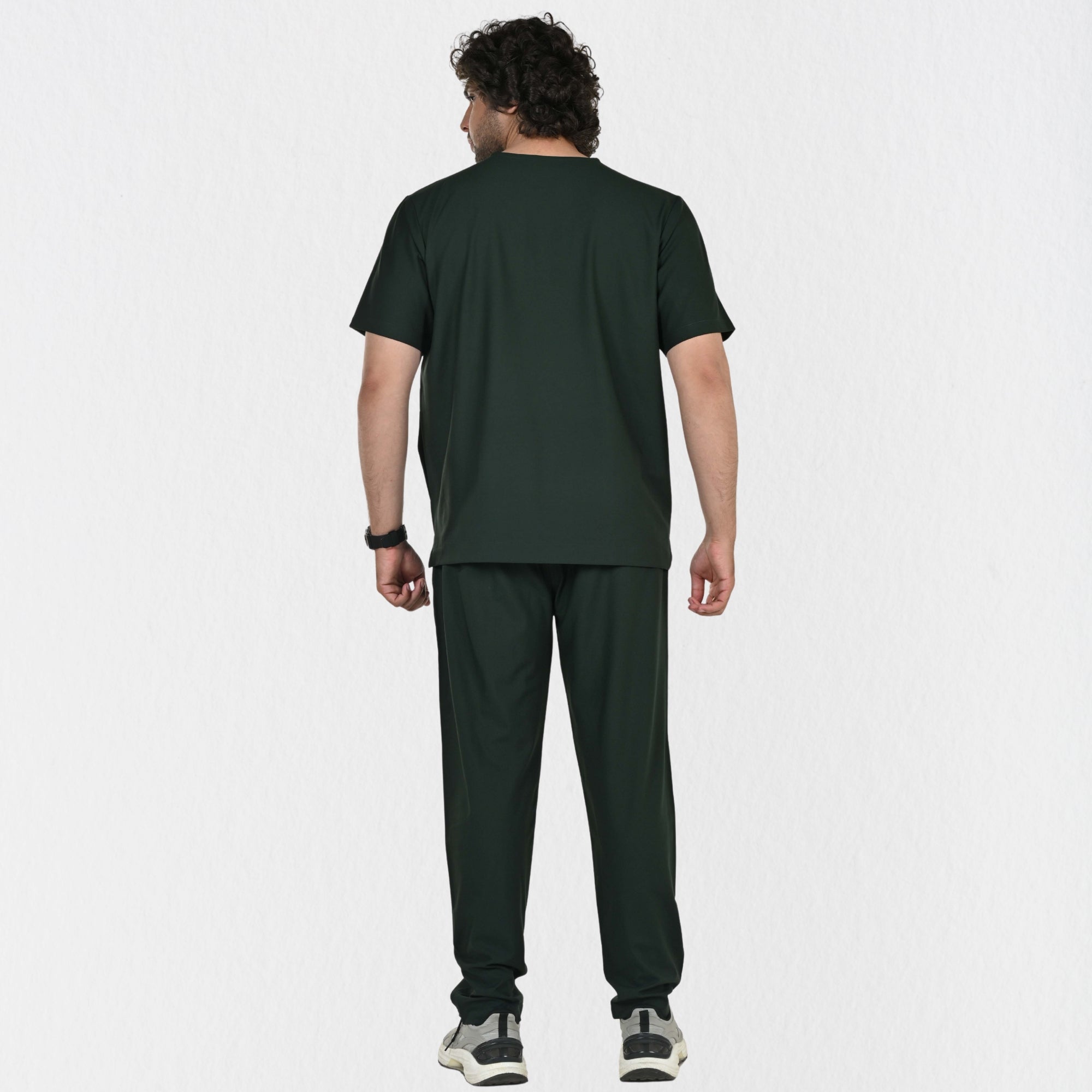 Men UltraFlex 4 Way Stretch 8 Pocket V Neck Scrub Set - Forest Green