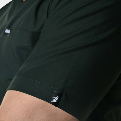 Men UltraFlex 4 Way Stretch 8 Pocket V Neck Scrub Set - Forest Green
