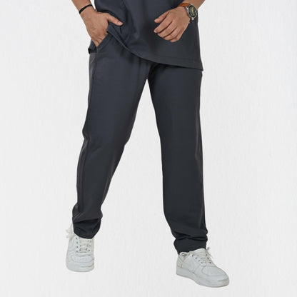 Men UltraFlex 4 Way Stretch 8 Pocket V Neck Scrub Set - Heather Grey