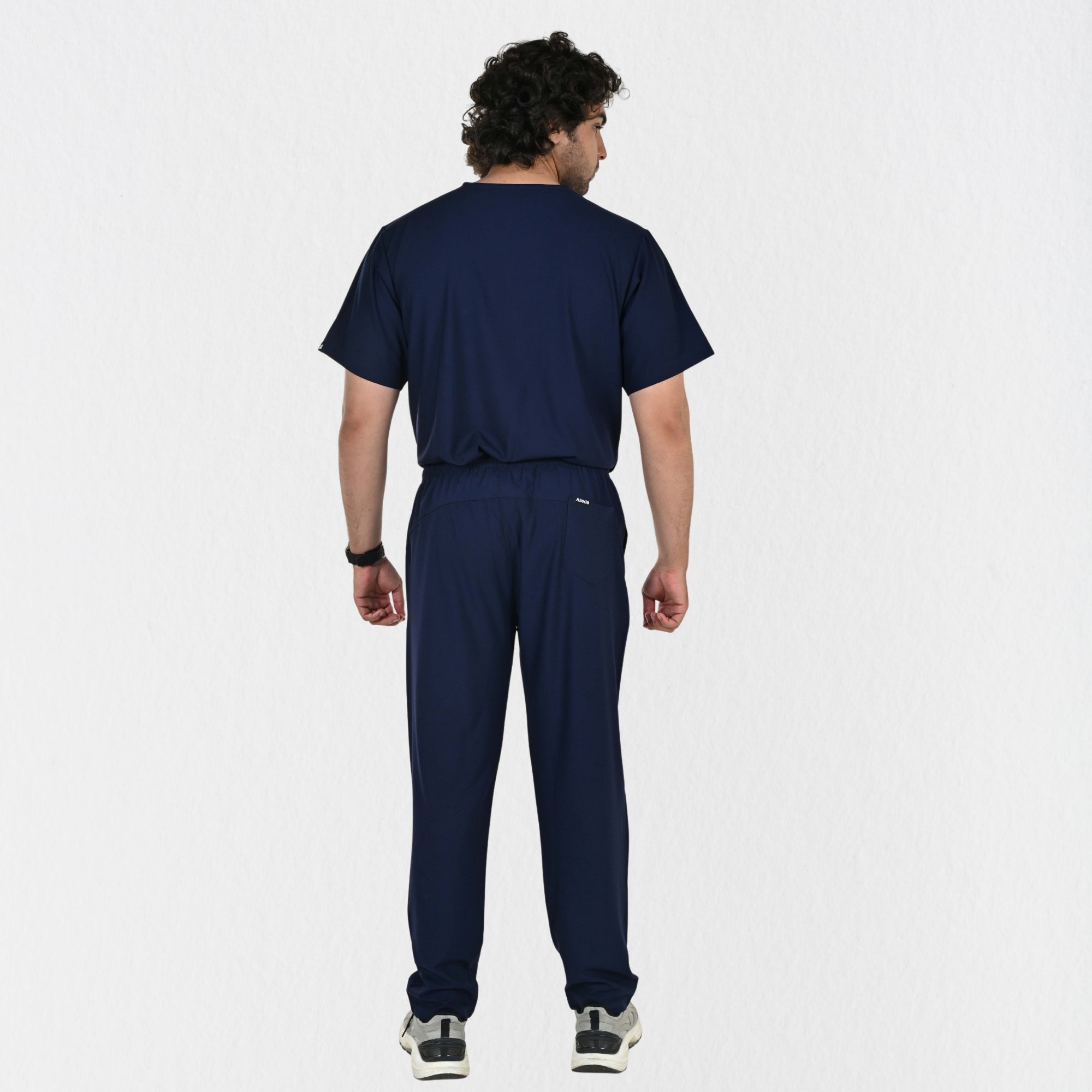 Men UltraFlex 4 Way Stretch 8 Pocket V Neck Scrub Set - Navy Blue