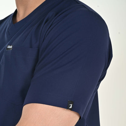 Men UltraFlex 4 Way Stretch 8 Pocket V Neck Scrub Set - Navy Blue