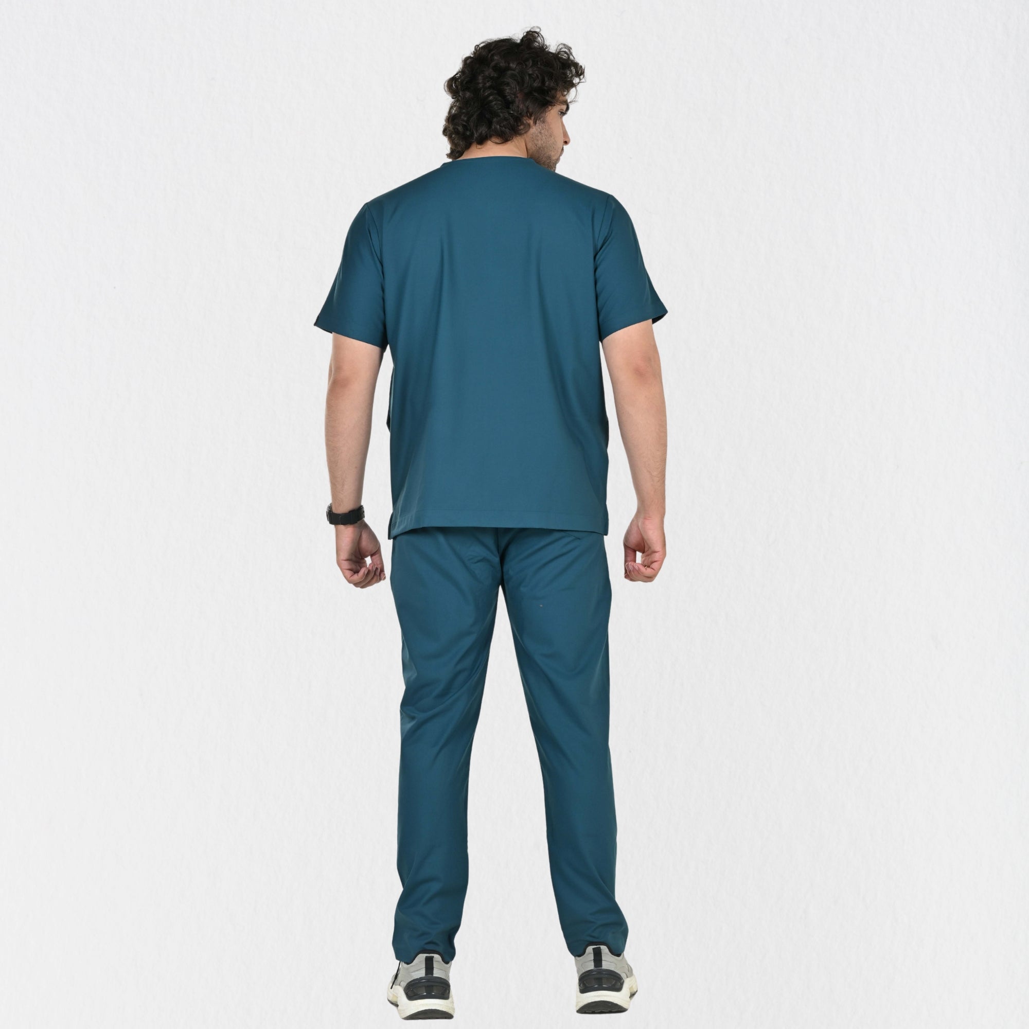 Men UltraFlex 4 Way Stretch 8 Pocket V Neck Scrub Set - Teal
