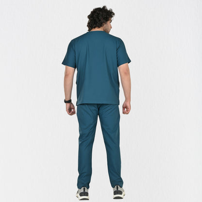 Men UltraFlex 4 Way Stretch 8 Pocket V Neck Scrub Set - Teal