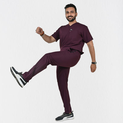Men UltraFlex 4 Way Stretch 5 Pocket Scrub Bottom - Wine