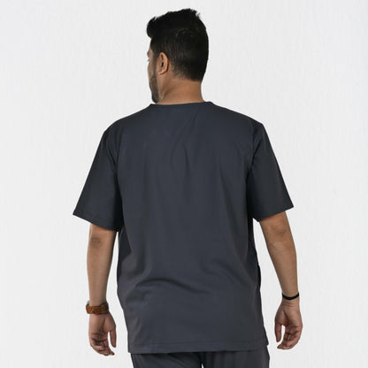 Men UltraFlex 4 Way Stretch 3 Pocket V Neck Scrub Top - Heather Grey