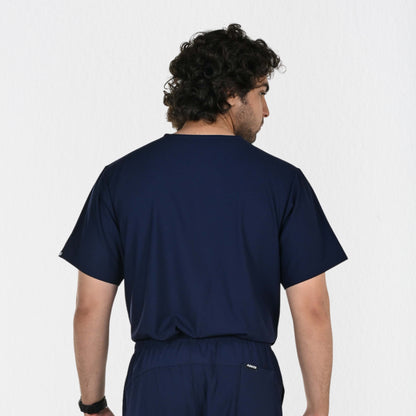 Men UltraFlex 4 Way Stretch 3 Pocket V Neck Scrub Top - Navy Blue