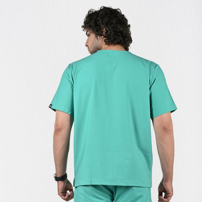 Men UltraFlex 4 Way Stretch 3 Pocket V Neck Scrub Top - Surgical Green