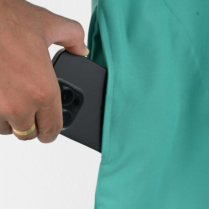 Men UltraFlex 4 Way Stretch 3 Pocket V Neck Scrub Top - Surgical Green