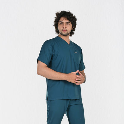 Men UltraFlex 4 Way Stretch 3 Pocket V Neck Scrub Top - Teal