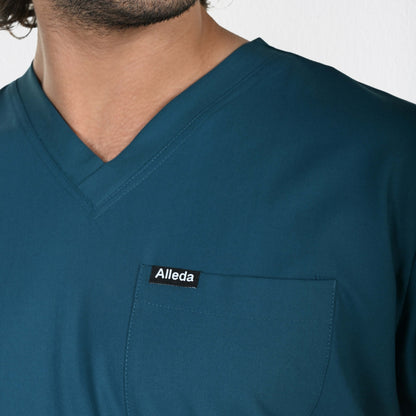 Men UltraFlex 4 Way Stretch 3 Pocket V Neck Scrub Top - Teal