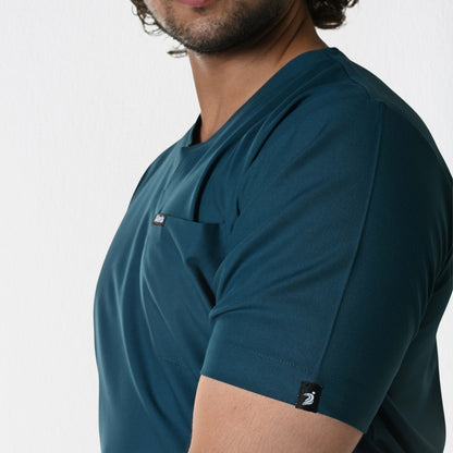 Men UltraFlex 4 Way Stretch 3 Pocket V Neck Scrub Top - Teal