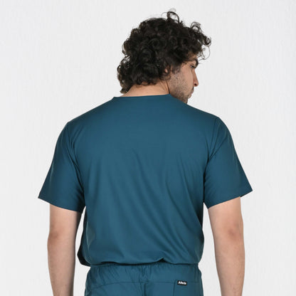 Men UltraFlex 4 Way Stretch 3 Pocket V Neck Scrub Top - Teal