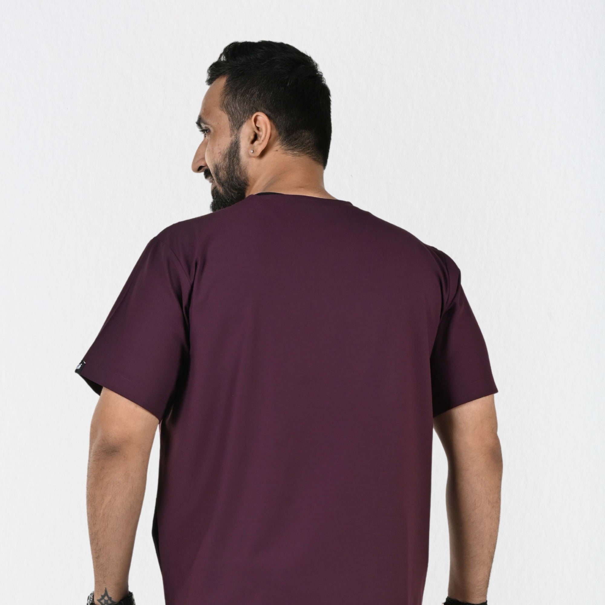 Men UltraFlex 4 Way Stretch 3 Pocket V Neck Scrub Top - Wine