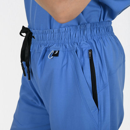 Women UltraFlex 4 Way Stretch 5 Pocket Scrub Bottom - Ciel Blue