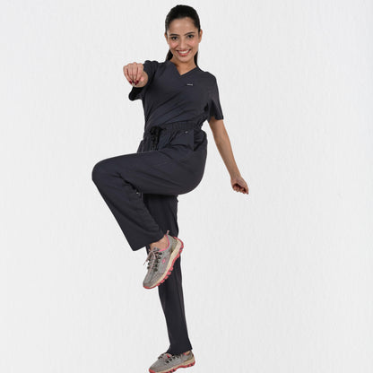 Women UltraFlex 4 Way Stretch 5 Pocket Scrub Bottom - Heather Grey