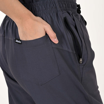 Women UltraFlex 4 Way Stretch 5 Pocket Scrub Bottom - Heather Grey