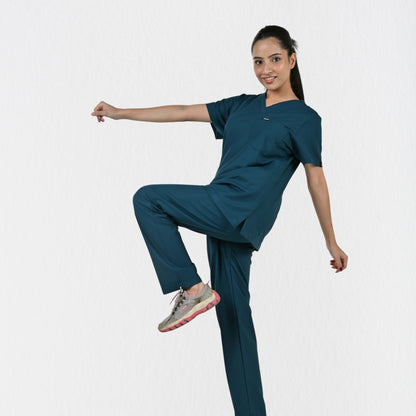 Women UltraFlex 4 Way Stretch 5 Pocket Scrub Bottom - Teal