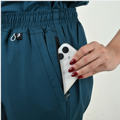 Women UltraFlex 4 Way Stretch 5 Pocket Scrub Bottom - Teal