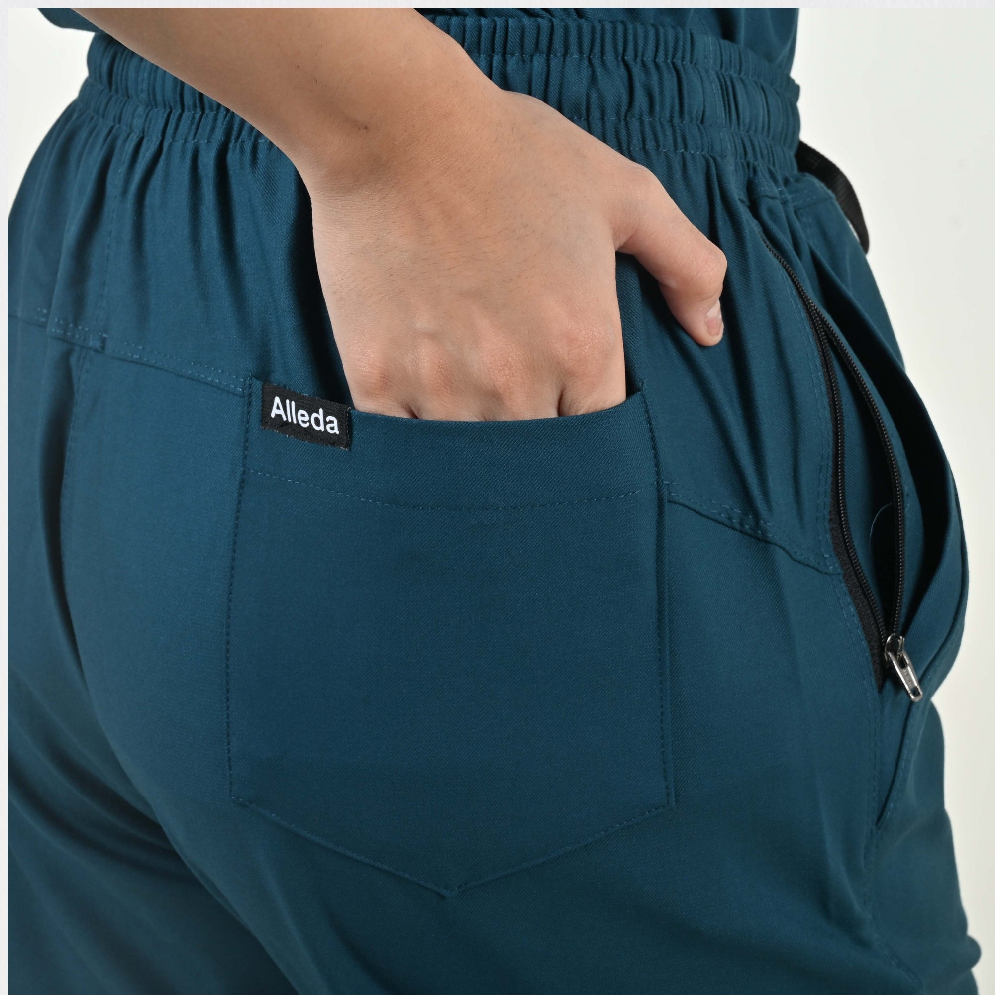 Women UltraFlex 4 Way Stretch 5 Pocket Scrub Bottom - Teal