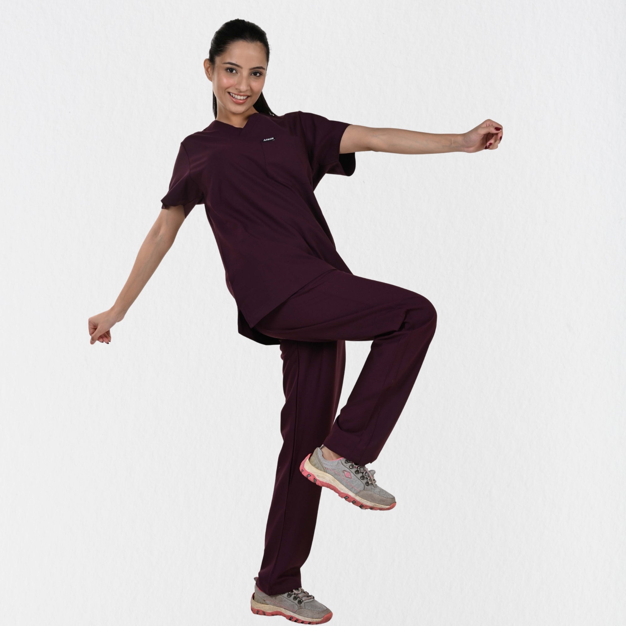 Women UltraFlex 4 Way Stretch 5 Pocket Scrub Bottom - Wine