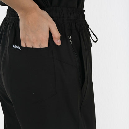 Women UltraFlex 4 Way Stretch 8 Pocket V Neck Scrub Set - Black