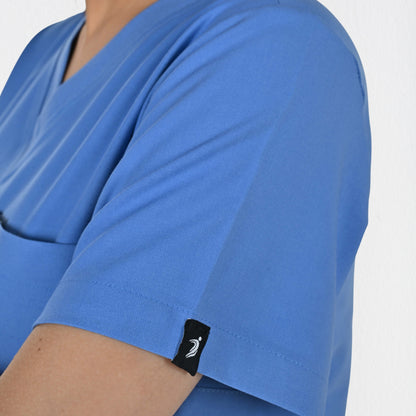 Women UltraFlex 4 Way Stretch 3 Pocket V Neck Scrub Top - Ciel Blue