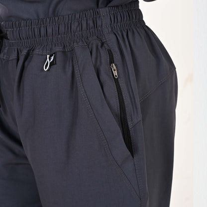 Women UltraFlex 4 Way Stretch 8 Pocket V Neck Scrub Set - Heather Grey