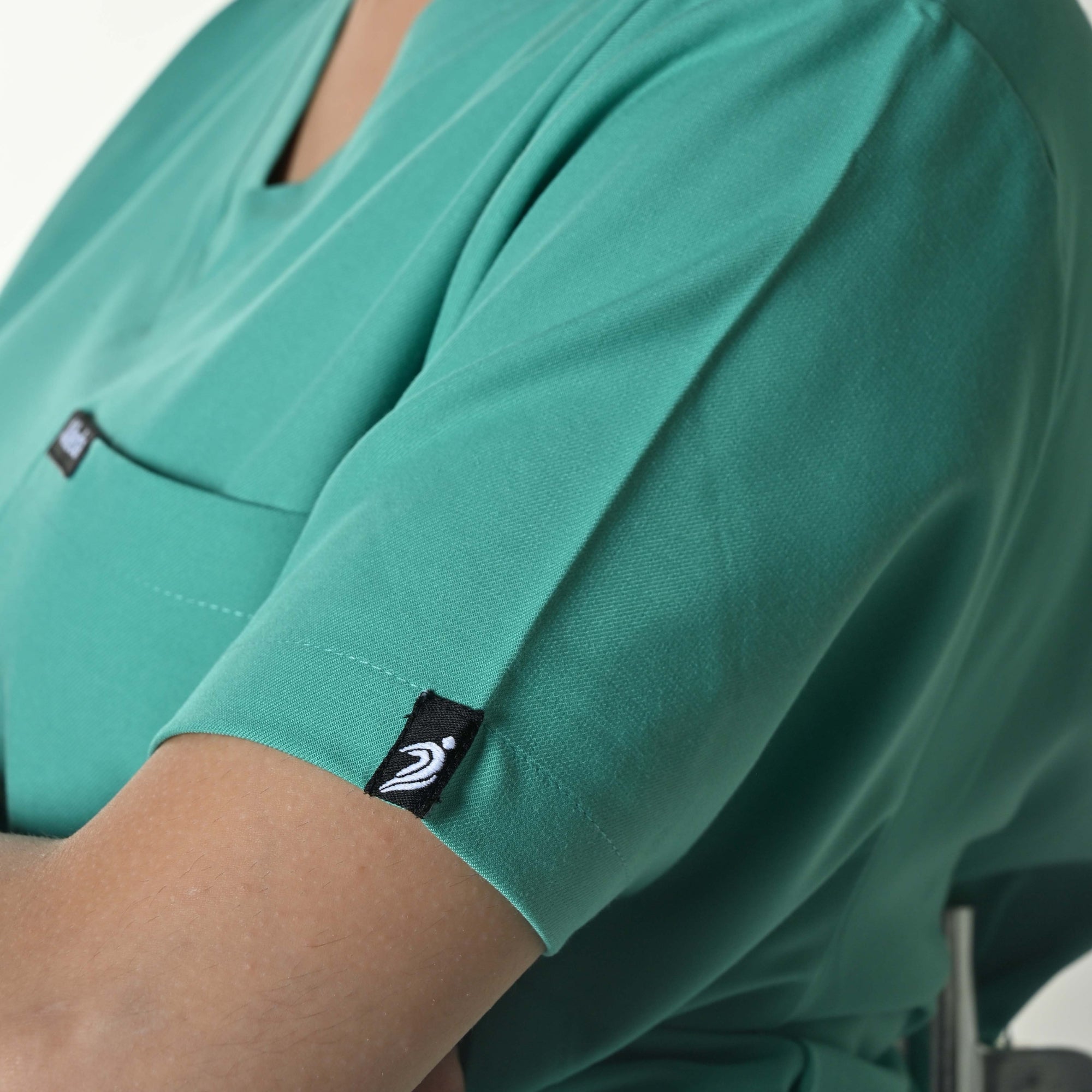 Women UltraFlex 4 Way Stretch 3 Pocket V Neck Scrub Top - Surgical Green