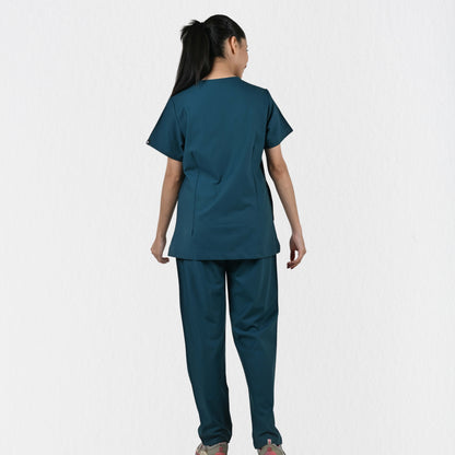 Women UltraFlex 4 Way Stretch 8 Pocket V Neck Scrub Set - Teal
