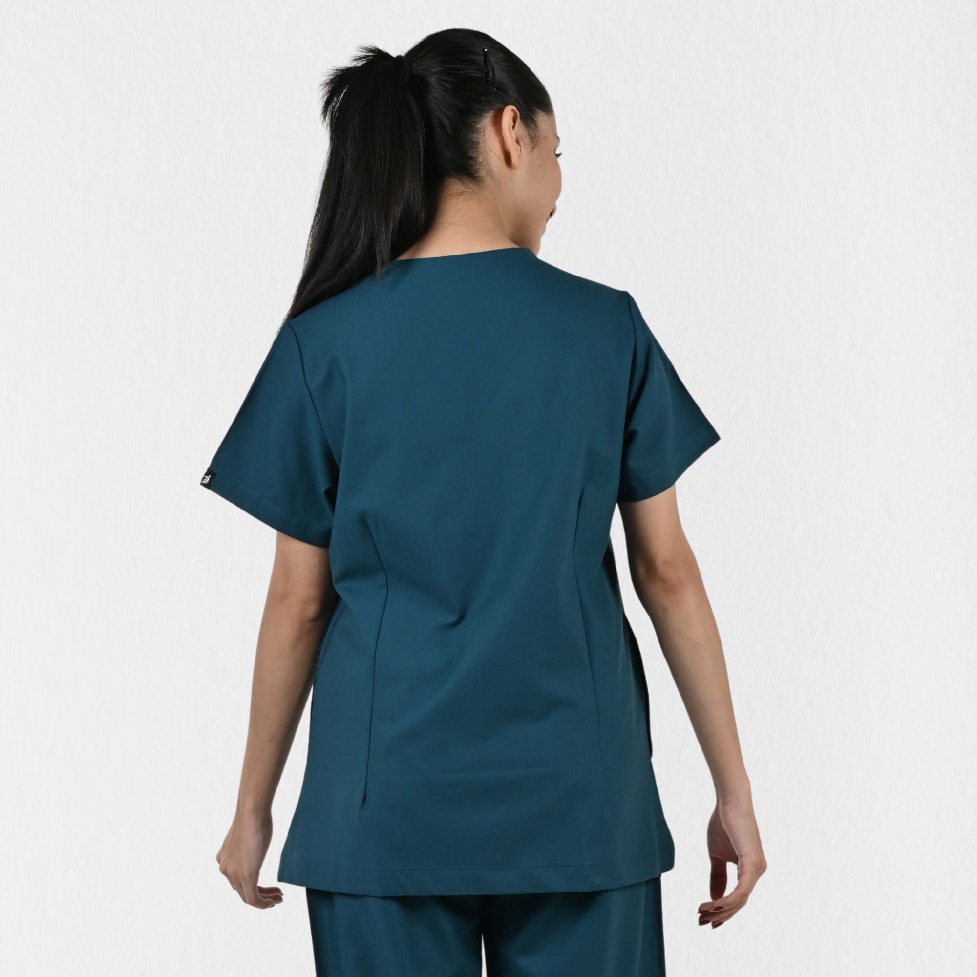 Women UltraFlex 4 Way Stretch 3 Pocket V Neck Scrub Top - Teal